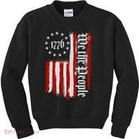 We The People 1776 Distressed USA American Flag Kids Sweatshirt thumb 0