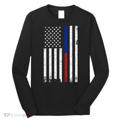 We The People Holsters  American Flag Thin Blue-Red Line Long Sleeve Shirt