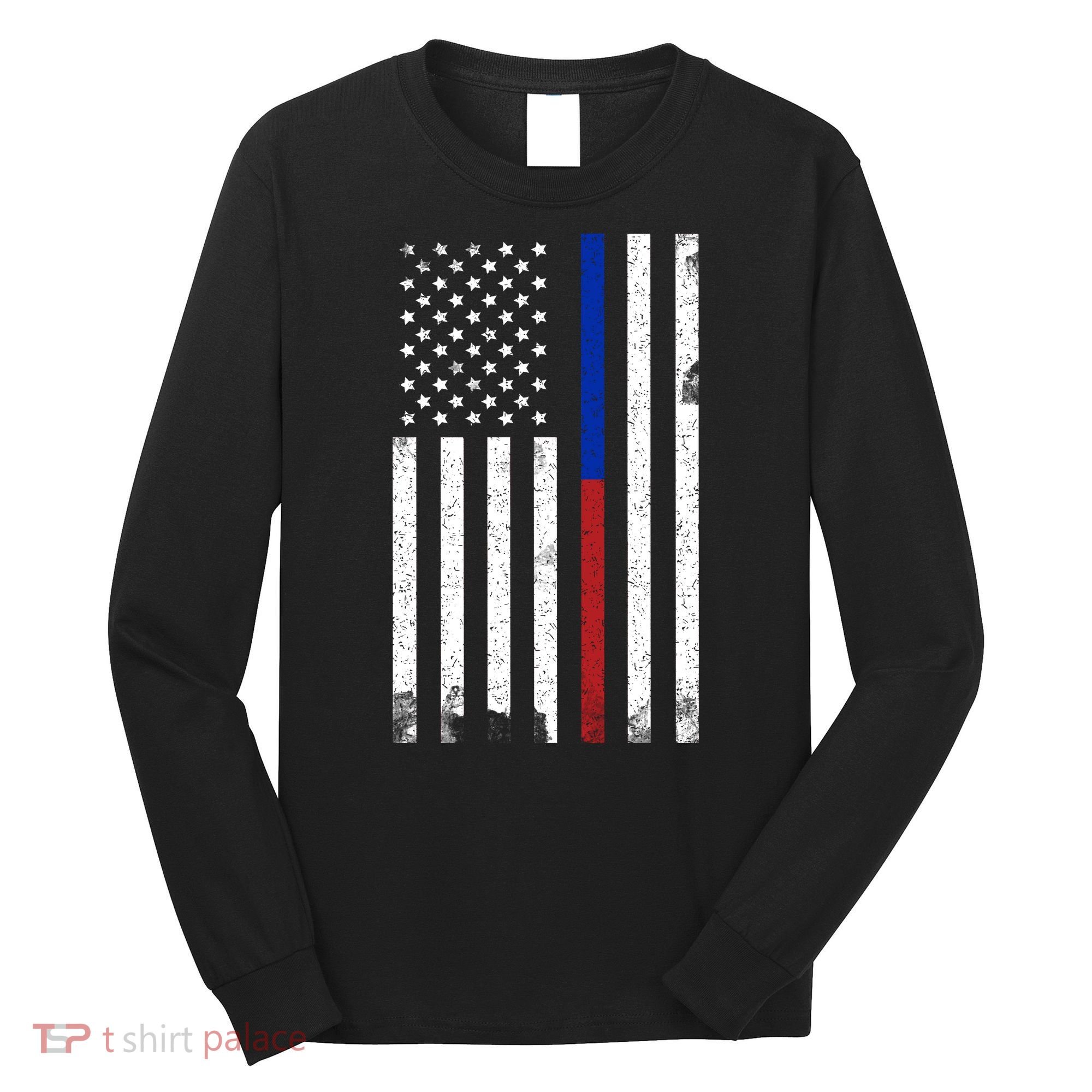 We The People Holsters  American Flag Thin Blue-Red Line Long Sleeve Shirt