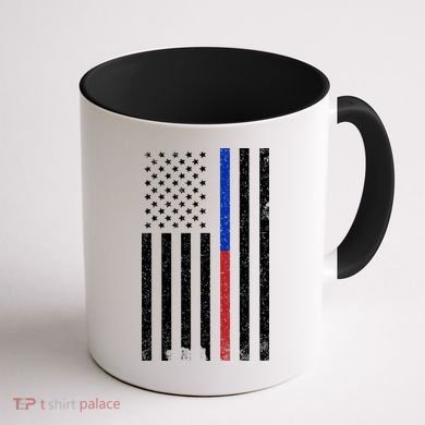 We The People Holsters  American Flag Thin Blue-Red Line Coffee Mug back