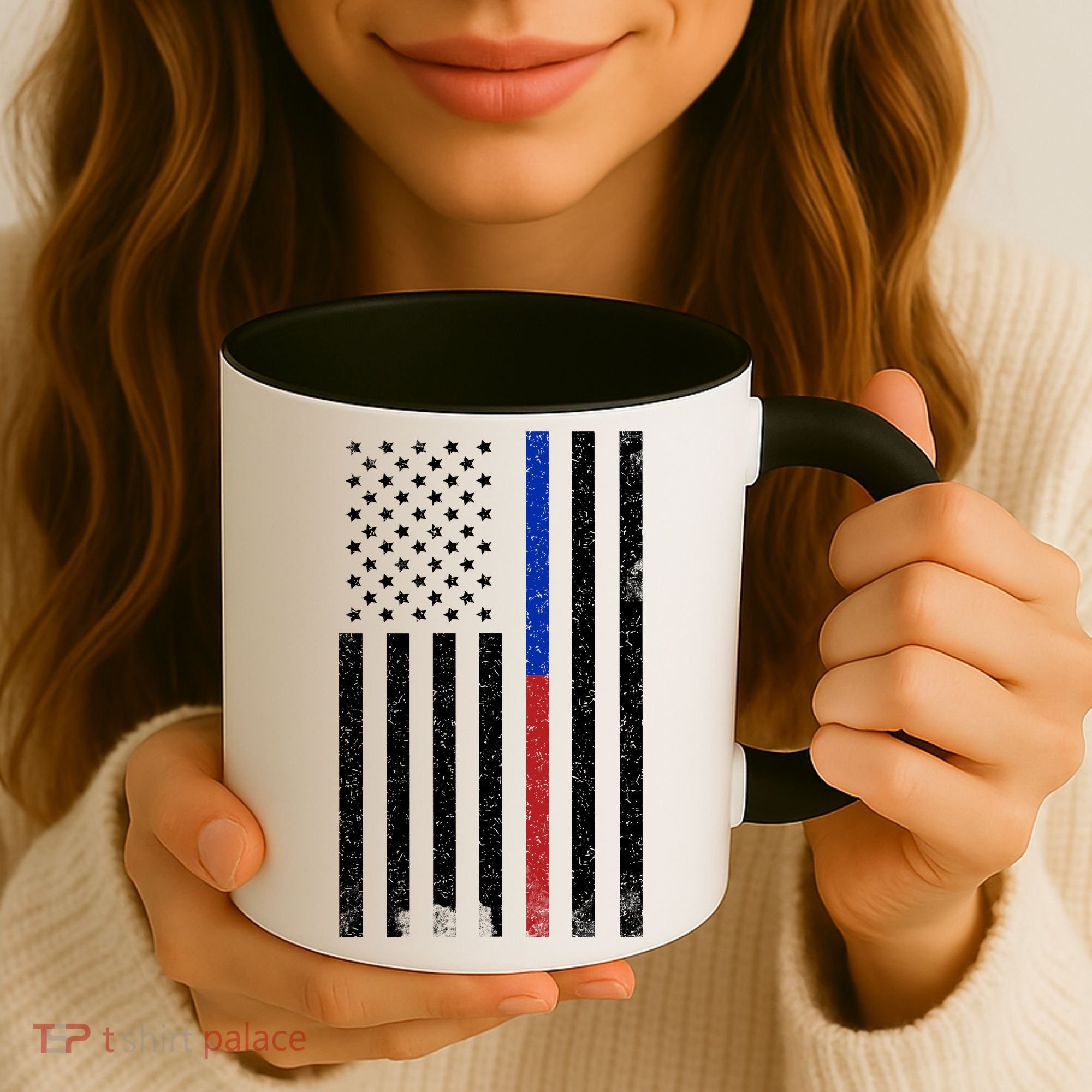 We The People Holsters  American Flag Thin Blue-Red Line Coffee Mug