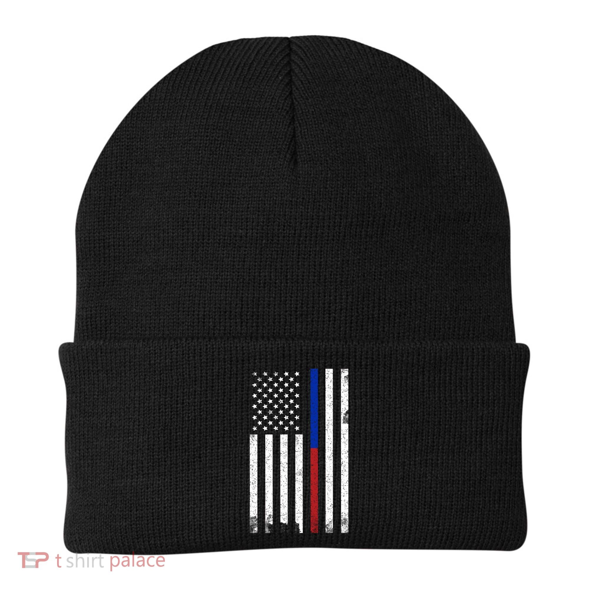 We The People Holsters  American Flag Thin Blue-Red Line Beanie