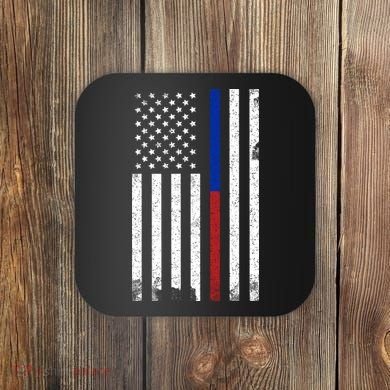 We The People Holsters  American Flag Thin Blue-Red Line Coaster