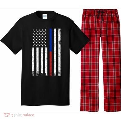 We The People Holsters  American Flag Thin Blue-Red Line Pajama Set