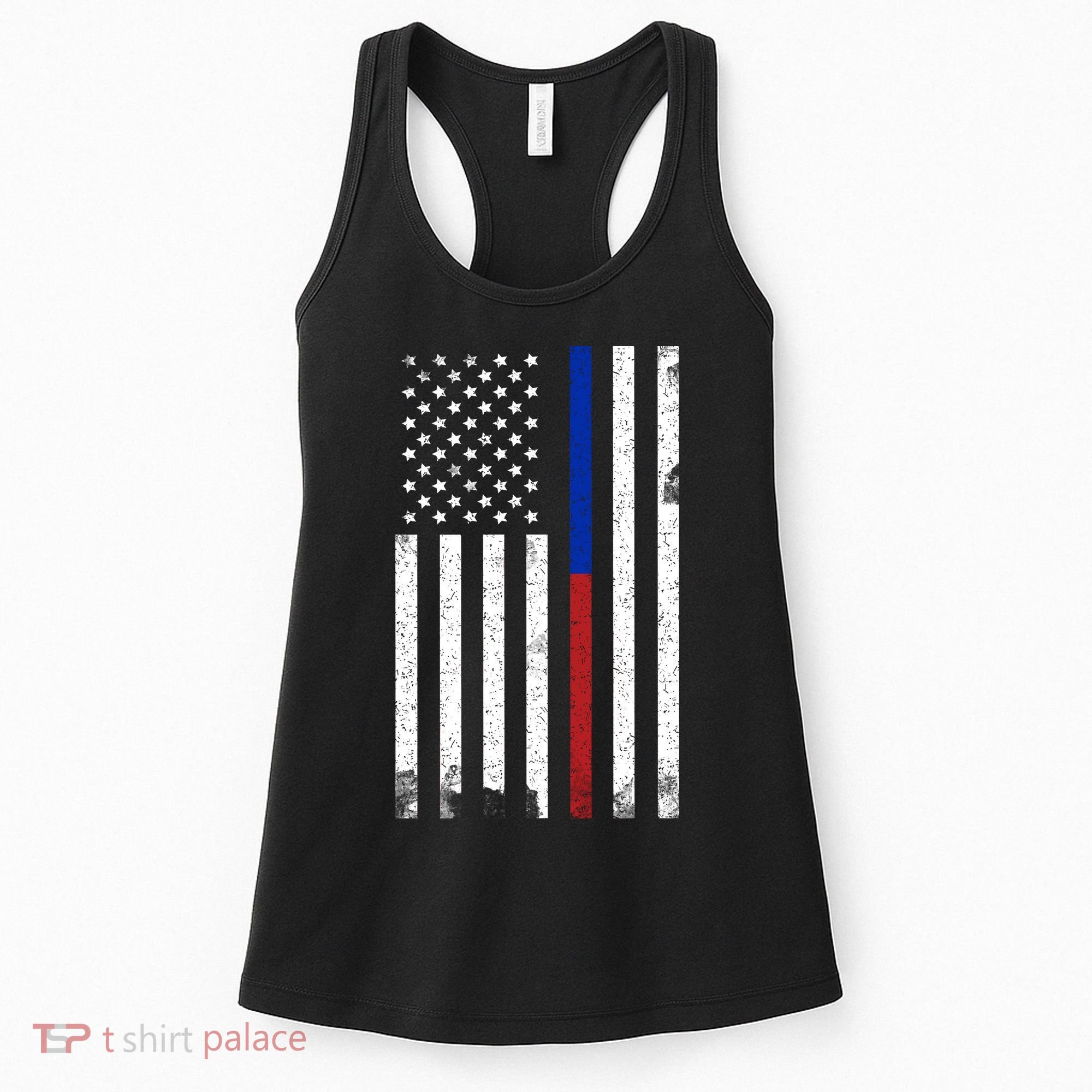 We The People Holsters  American Flag Thin Blue-Red Line Women's Tank Top