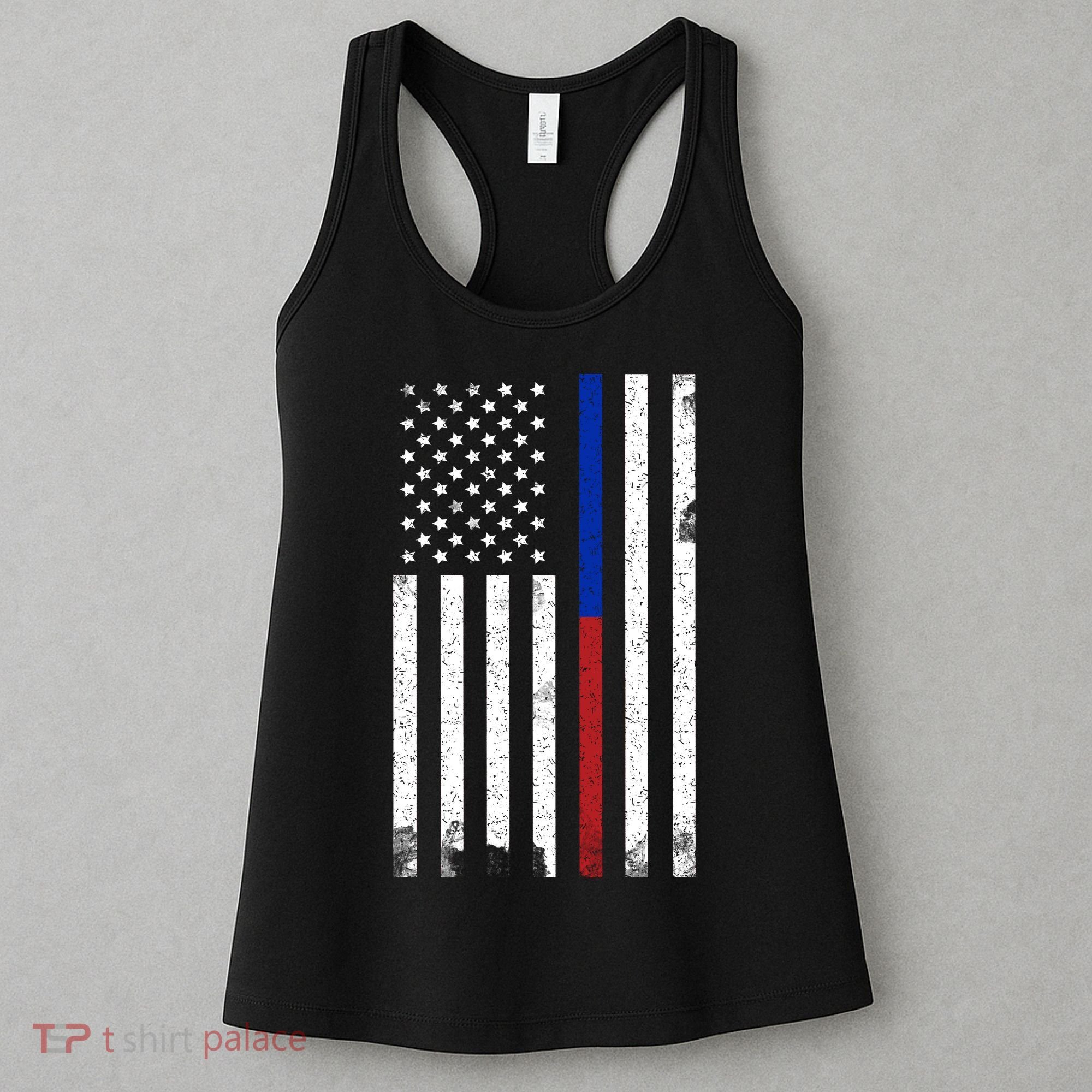 We The People Holsters  American Flag Thin Blue-Red Line Women's Tank Top