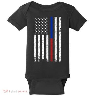 We The People Holsters  American Flag Thin Blue-Red Line Baby Bodysuit