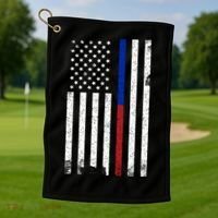 We The People Holsters  American Flag Thin Blue-Red Line Golf Towel thumb 1