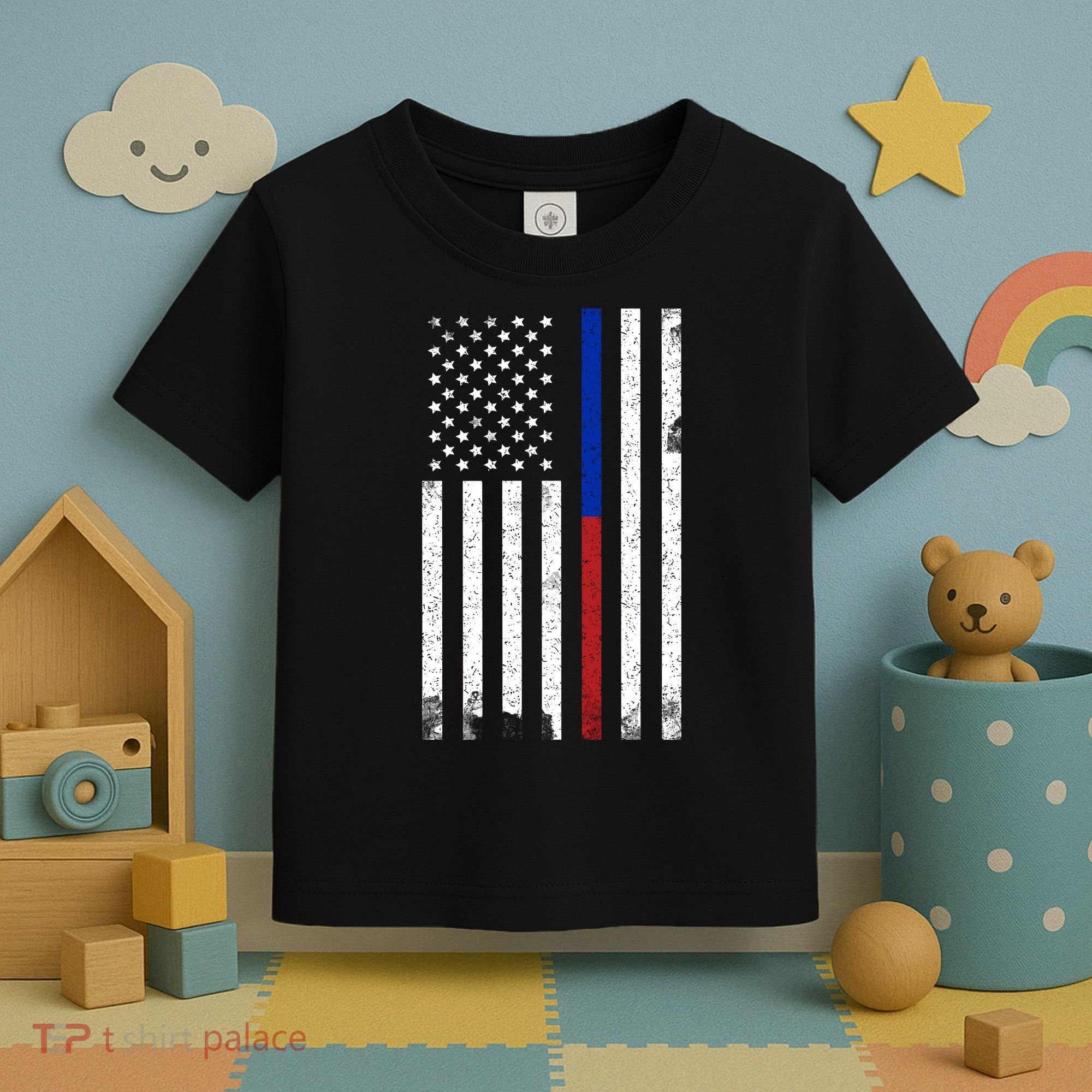 We The People Holsters  American Flag Thin Blue-Red Line Toddler T-Shirt