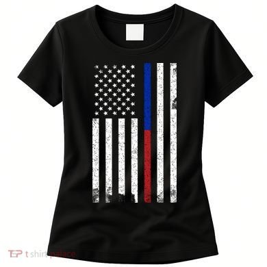 We The People Holsters  American Flag Thin Blue-Red Line Women's T-Shirt