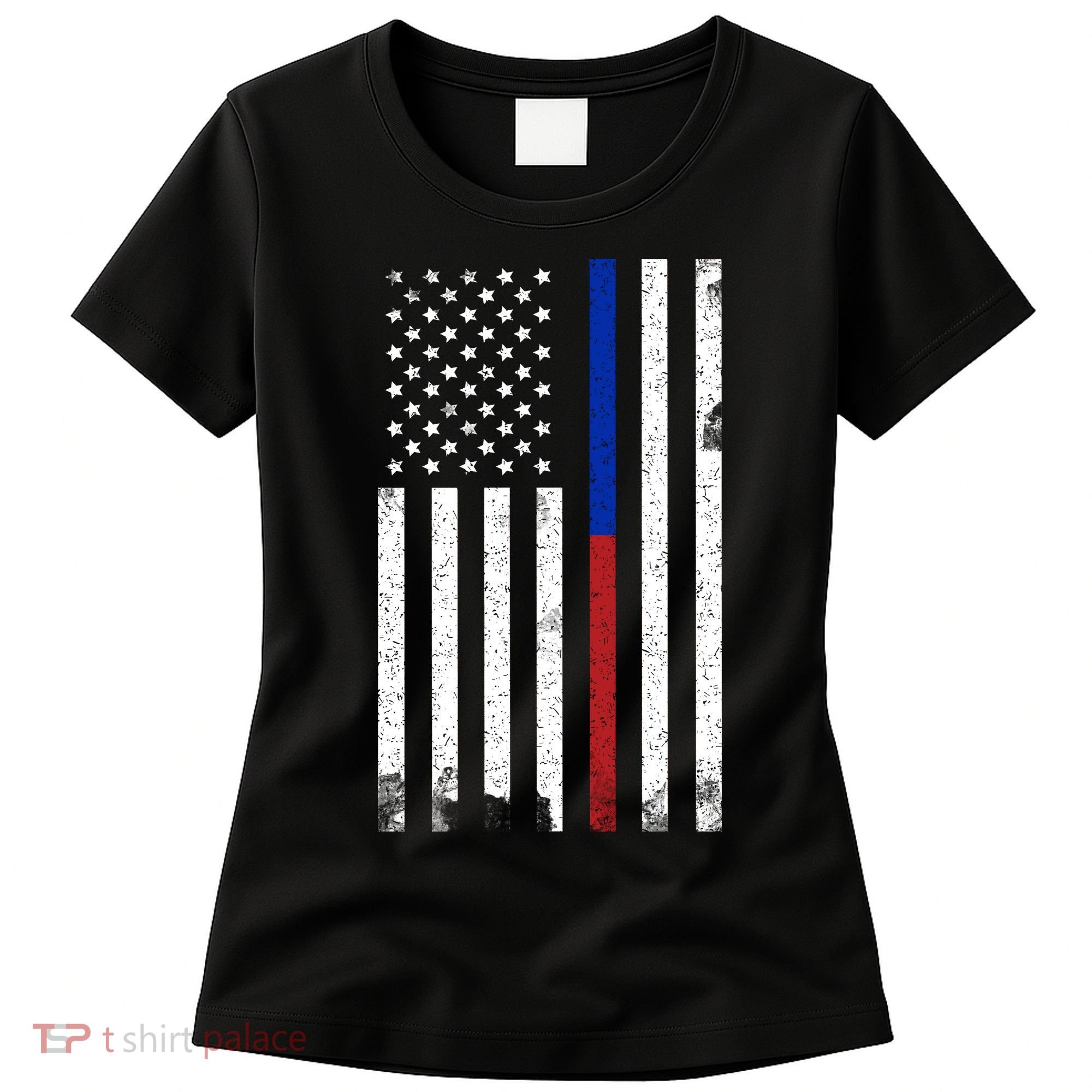 We The People Holsters  American Flag Thin Blue-Red Line Women's T-Shirt