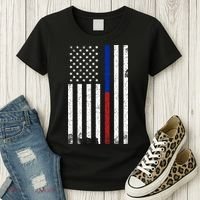 We The People Holsters  American Flag Thin Blue-Red Line Women's T-Shirt thumb 3