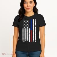 We The People Holsters  American Flag Thin Blue-Red Line Women's T-Shirt thumb 4