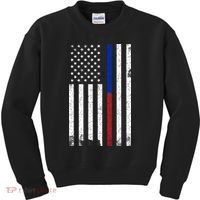 We The People Holsters  American Flag Thin Blue-Red Line Kids Sweatshirt thumb 0