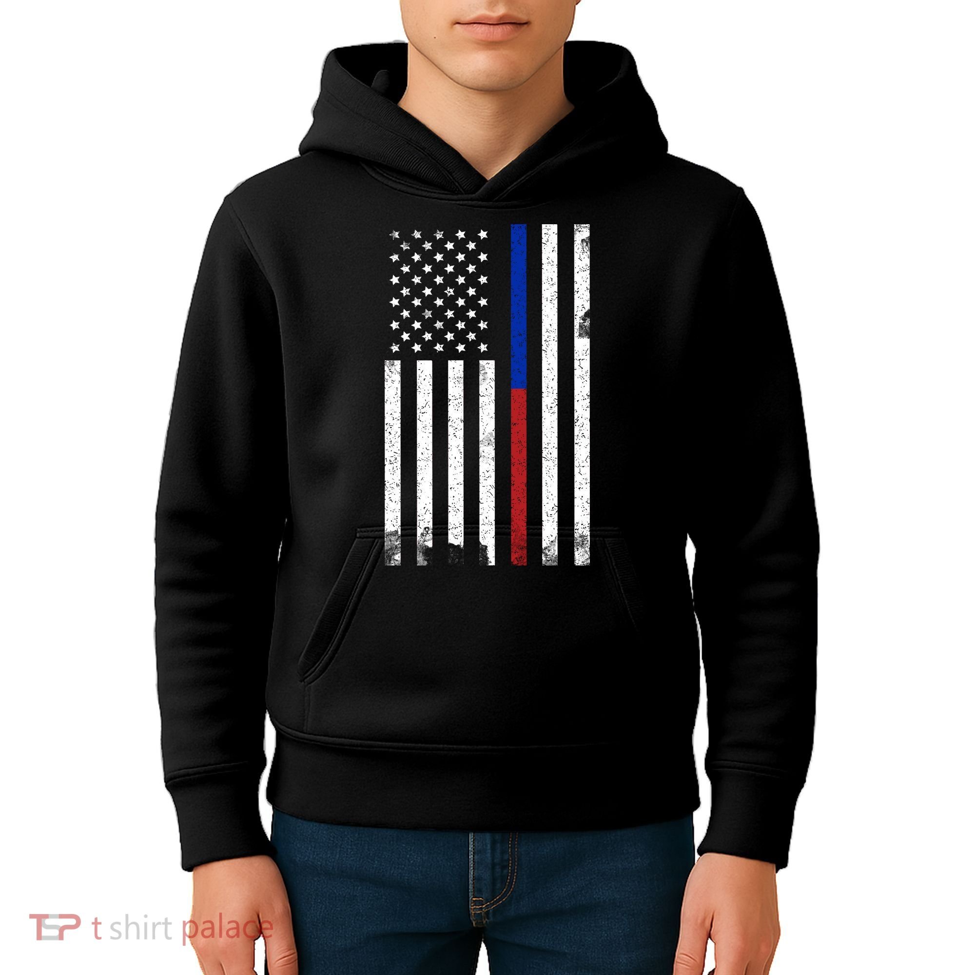 We The People Holsters  American Flag Thin Blue-Red Line Kids Hoodie