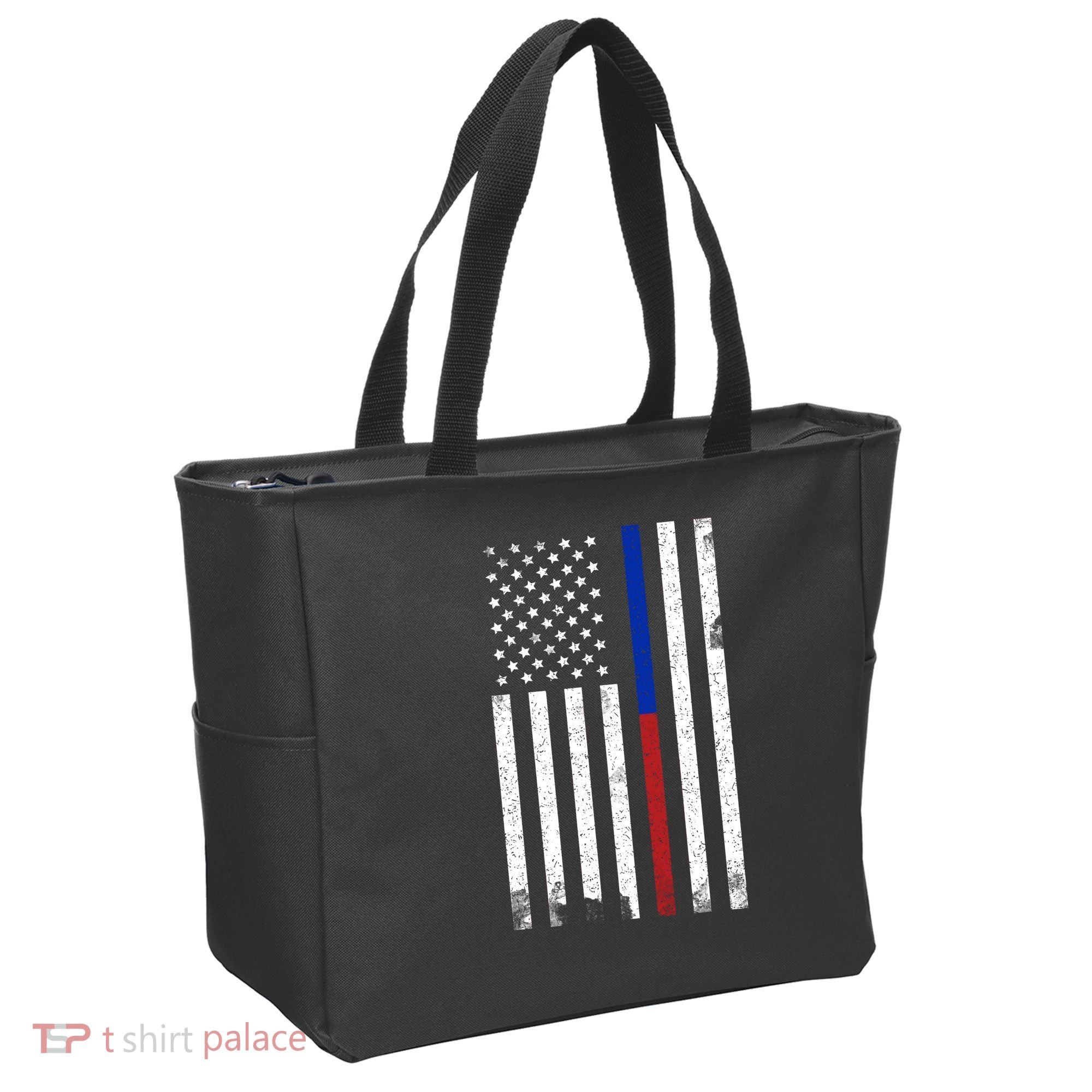 We The People Holsters  American Flag Thin Blue-Red Line Tote Bag