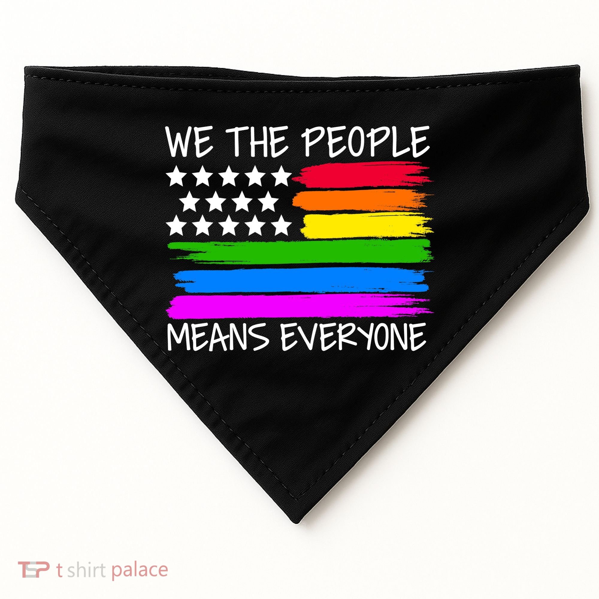We The People Means Everyone Rainbow LGBT Flag USA-Made Doggie Bandana