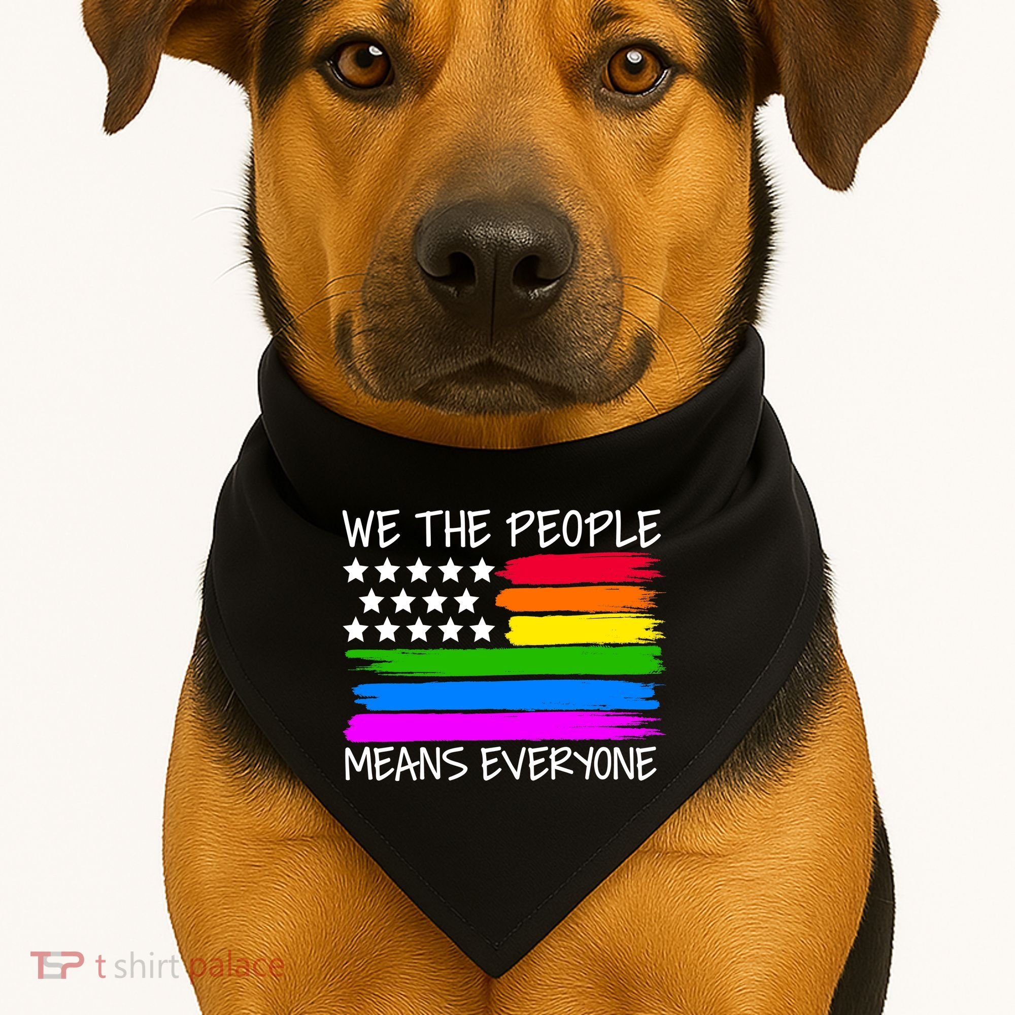 We The People Means Everyone Rainbow LGBT Flag USA-Made Doggie Bandana