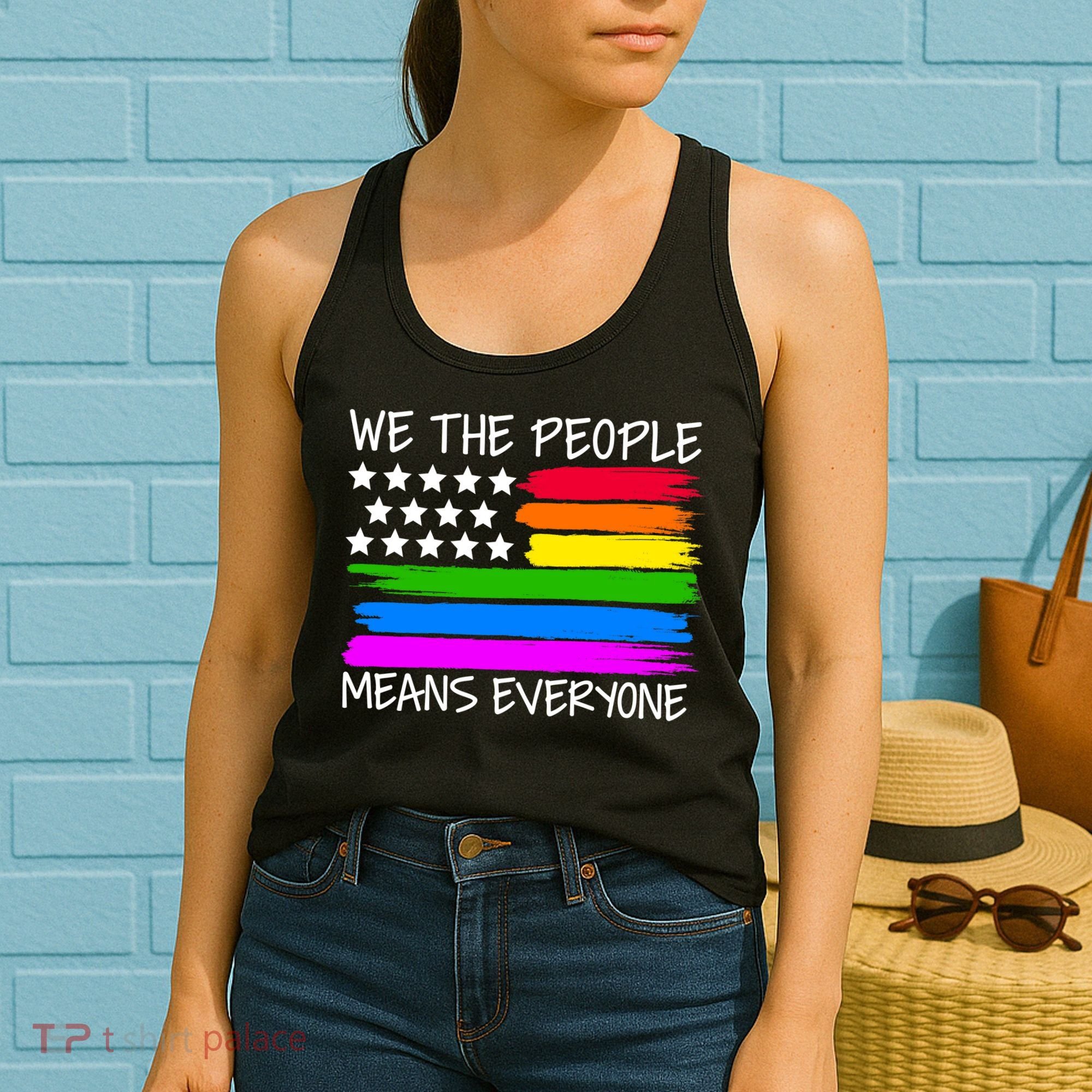 We The People Means Everyone Rainbow LGBT Flag Women's Tank Top