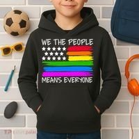 We The People Means Everyone Rainbow LGBT Flag Kids Hoodie thumb 2