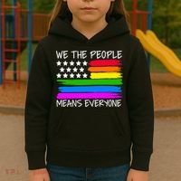 We The People Means Everyone Rainbow LGBT Flag Kids Hoodie thumb 3