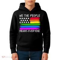 We The People Means Everyone Rainbow LGBT Flag Kids Hoodie thumb 4