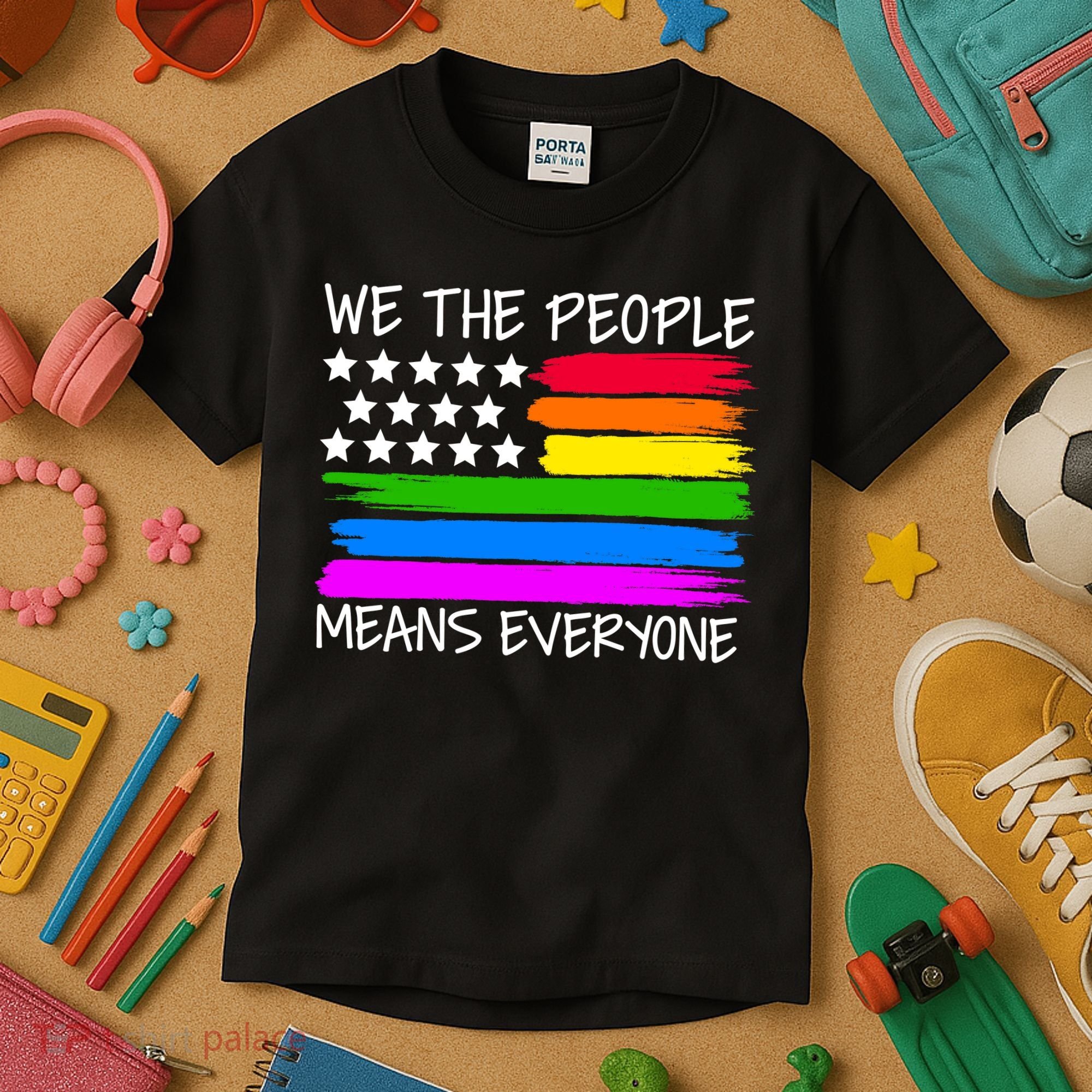 We The People Means Everyone Rainbow LGBT Flag Kids T-Shirt