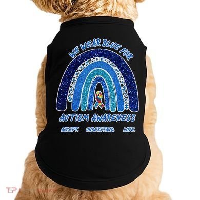 We War Blue For Autism Awareness Accept Understand Love Doggie Tank
