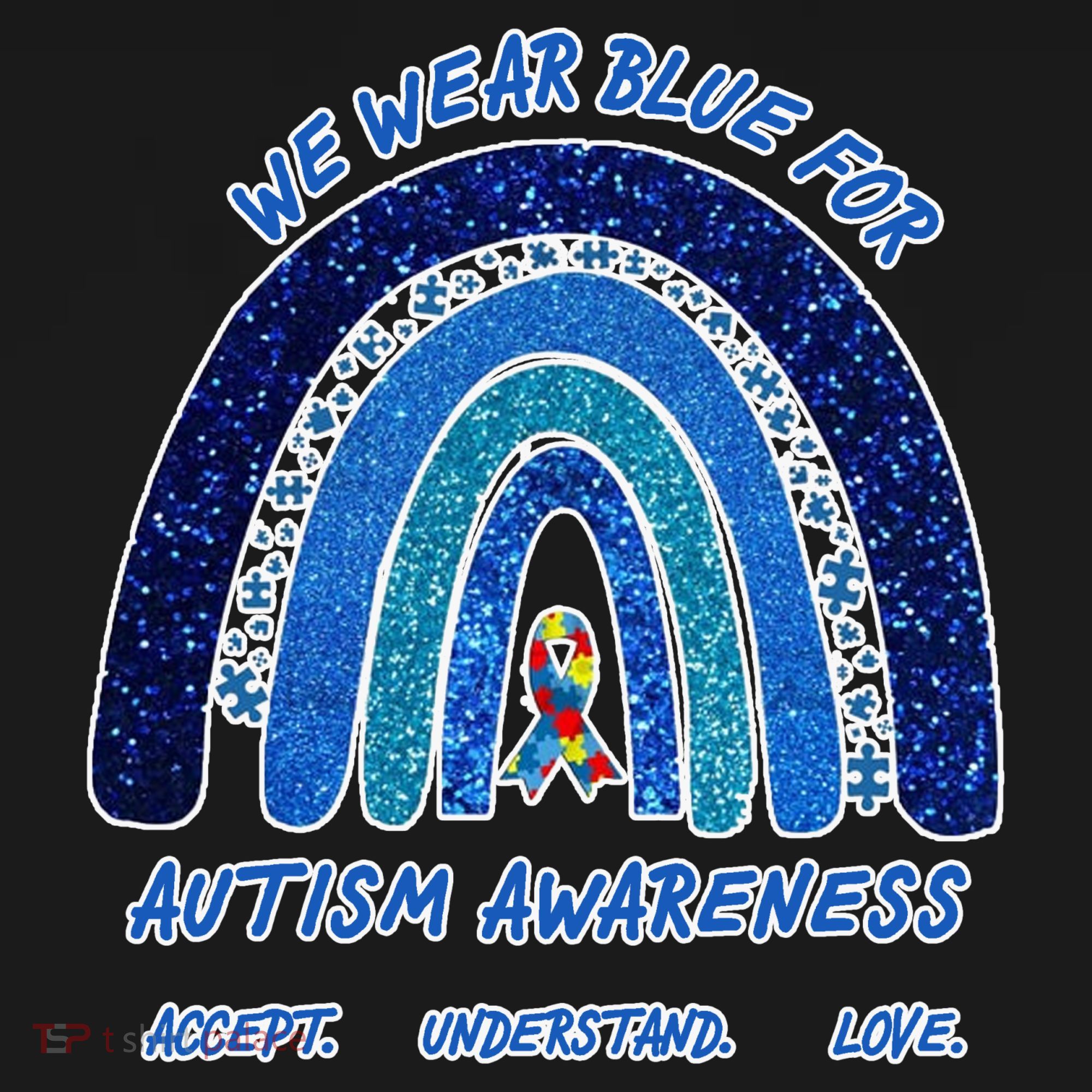 We War Blue For Autism Awareness Accept Understand Love Doggie Tank
