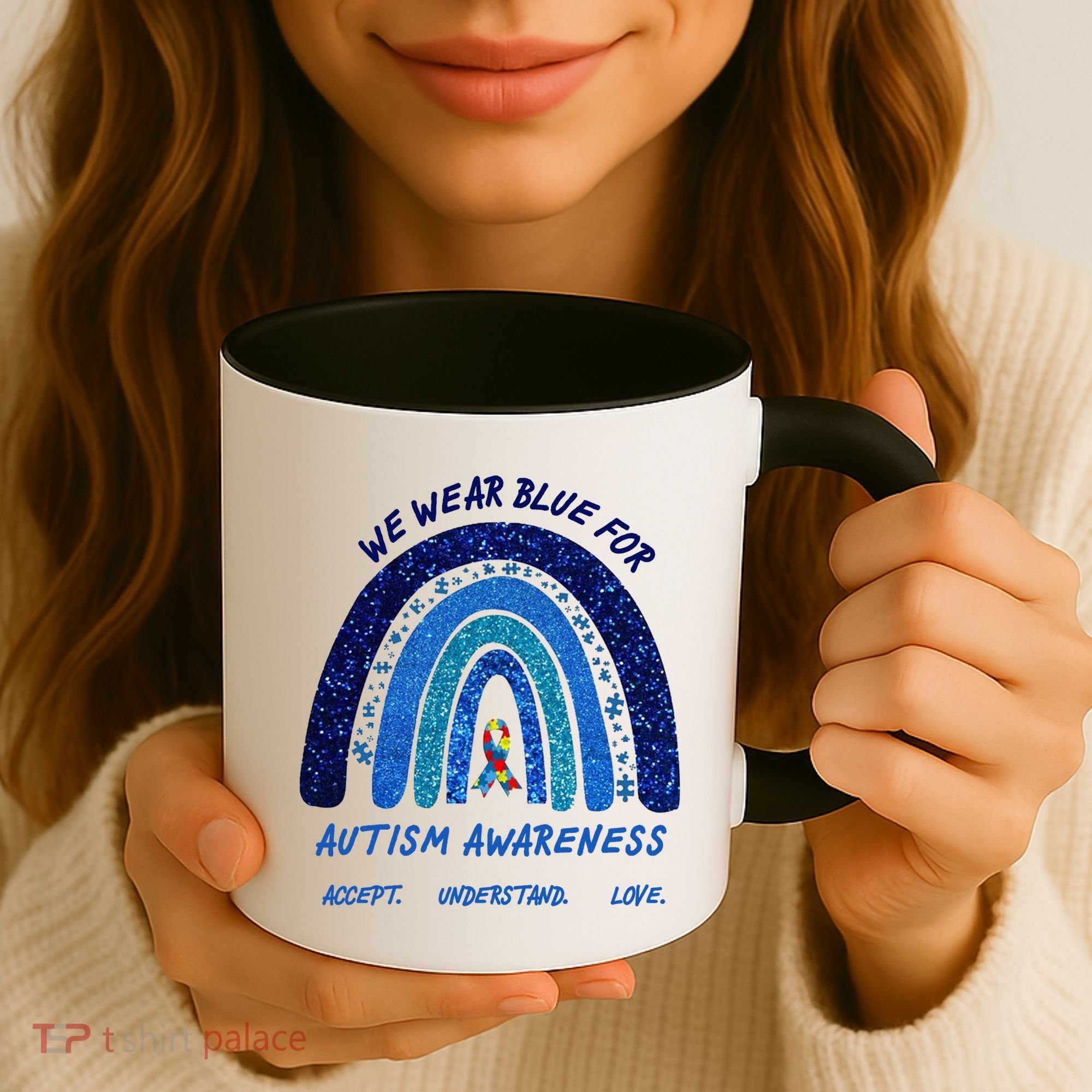 We War Blue For Autism Awareness Accept Understand Love Coffee Mug