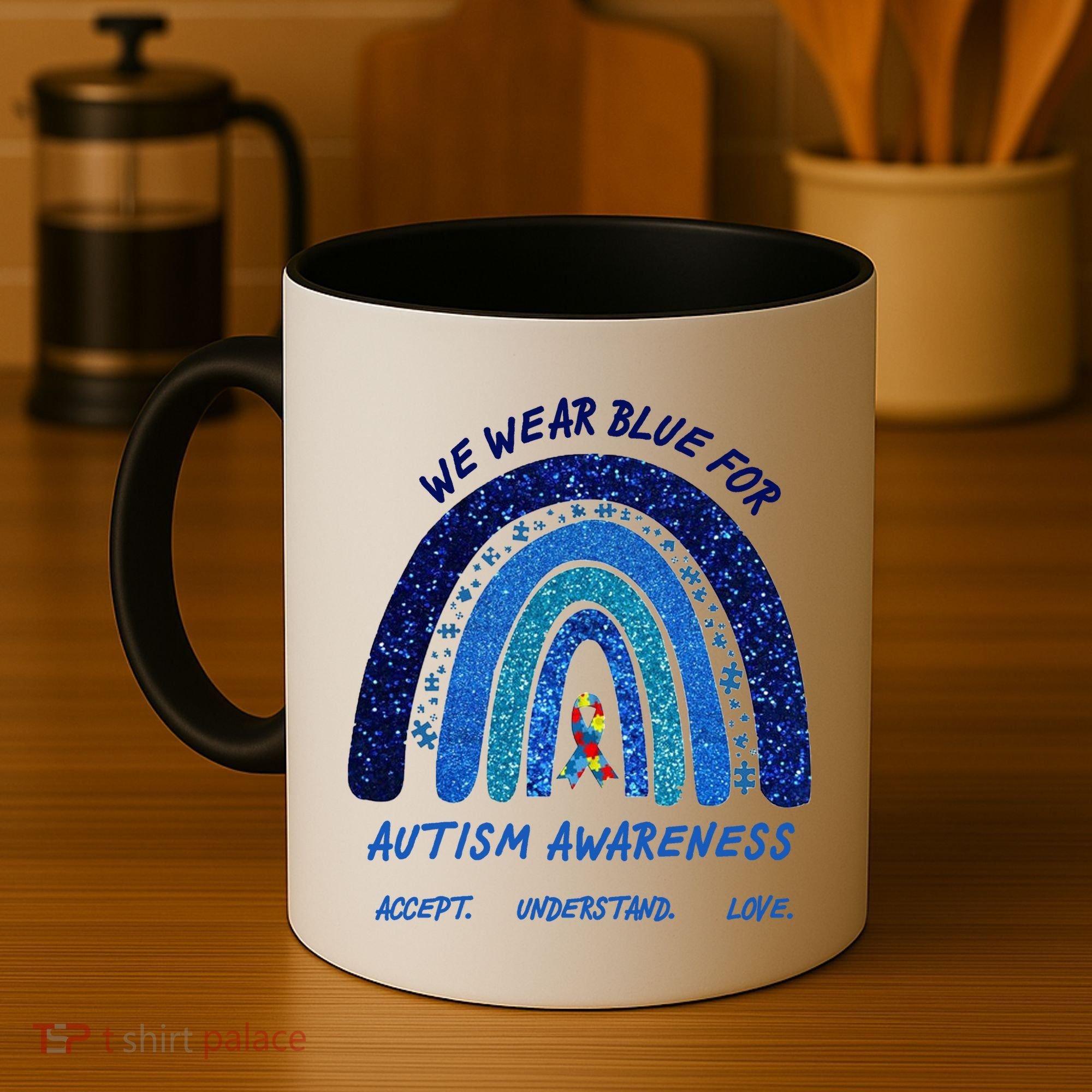 We War Blue For Autism Awareness Accept Understand Love Coffee Mug