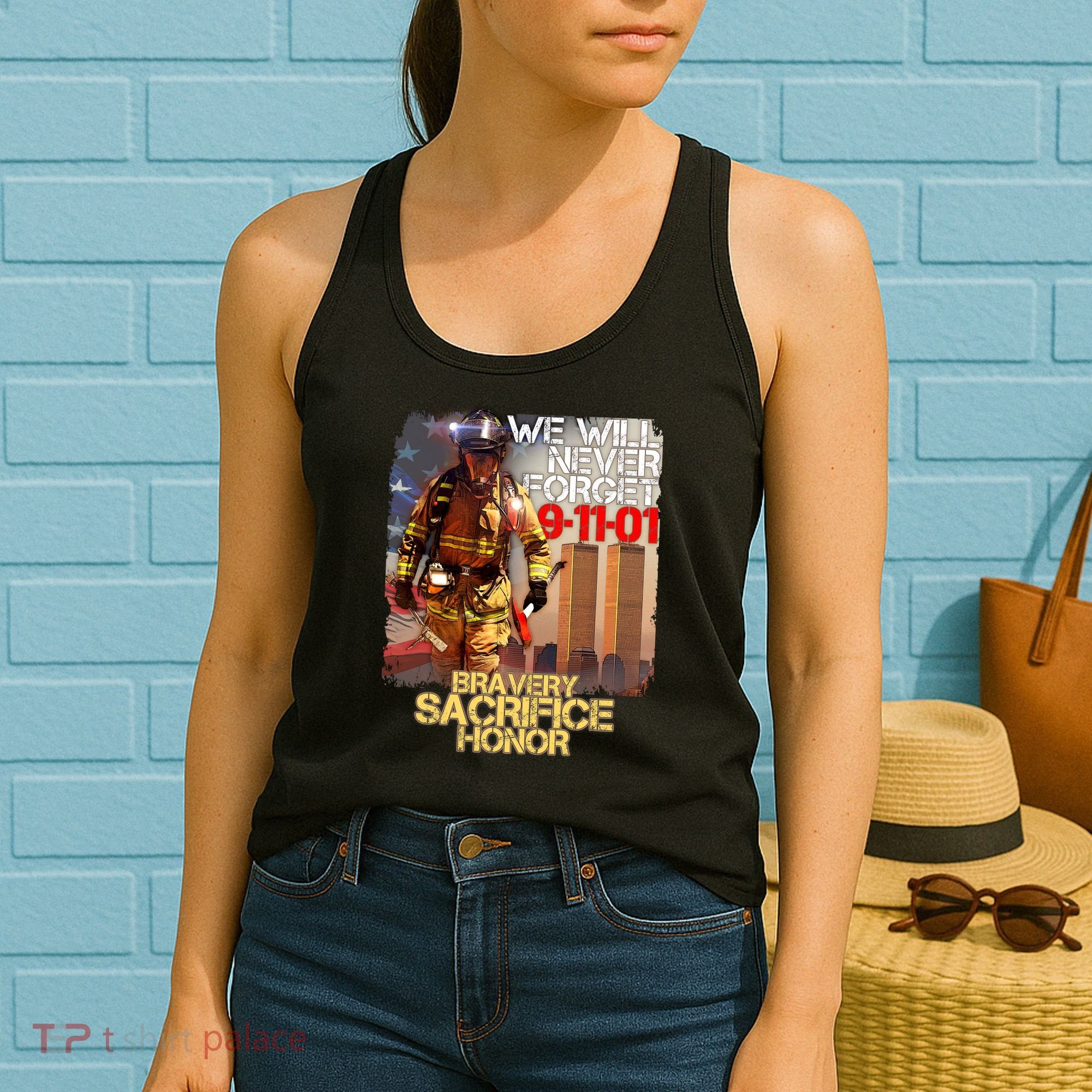 We Will Never Forget Bravery Sacrifice Honor 9-11-01 Women's Tank Top