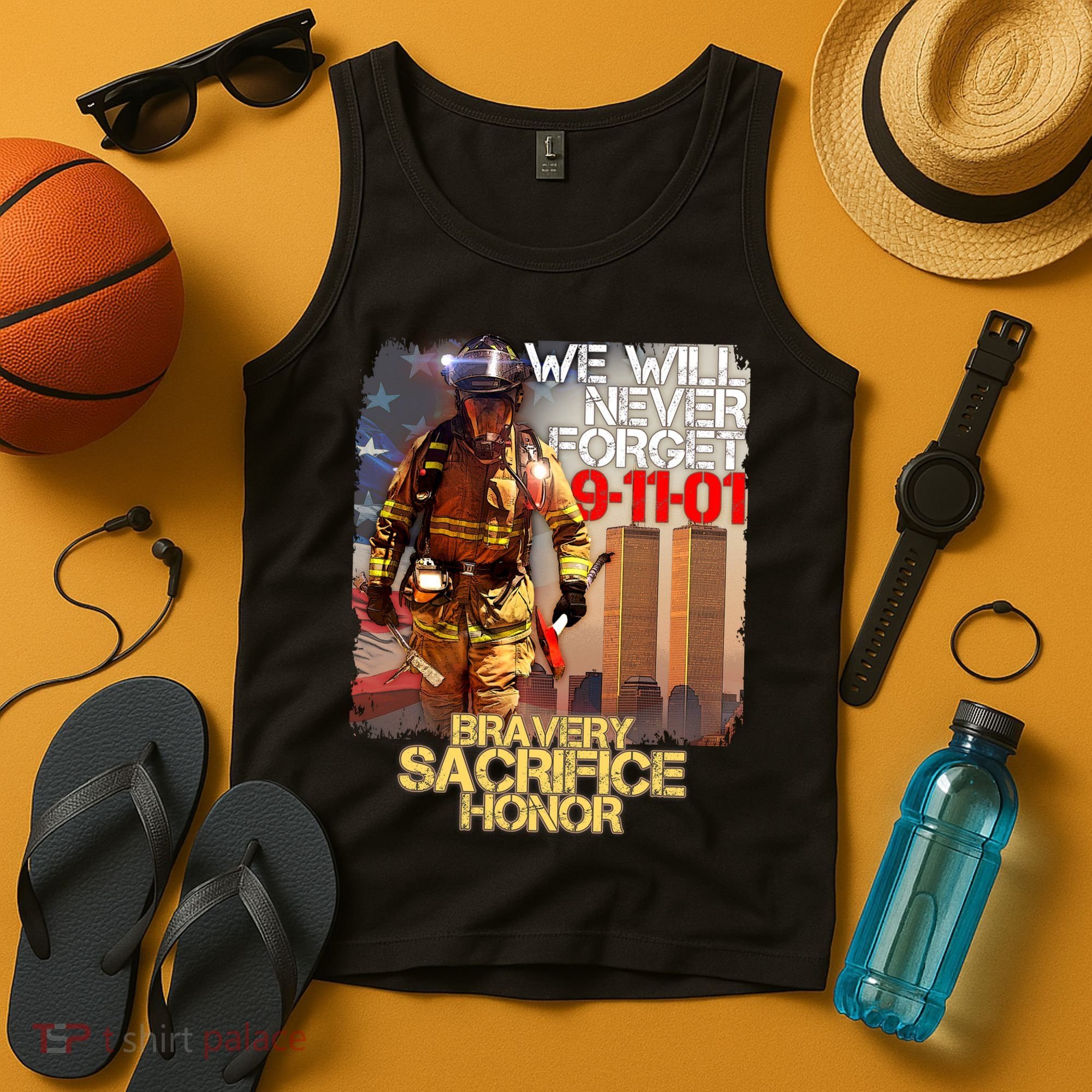 We Will Never Forget Bravery Sacrifice Honor 9-11-01 Tank Top