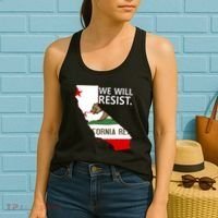 We Will Resist. California Flag Resistance Anti Trump Women's Tank Top thumb 2