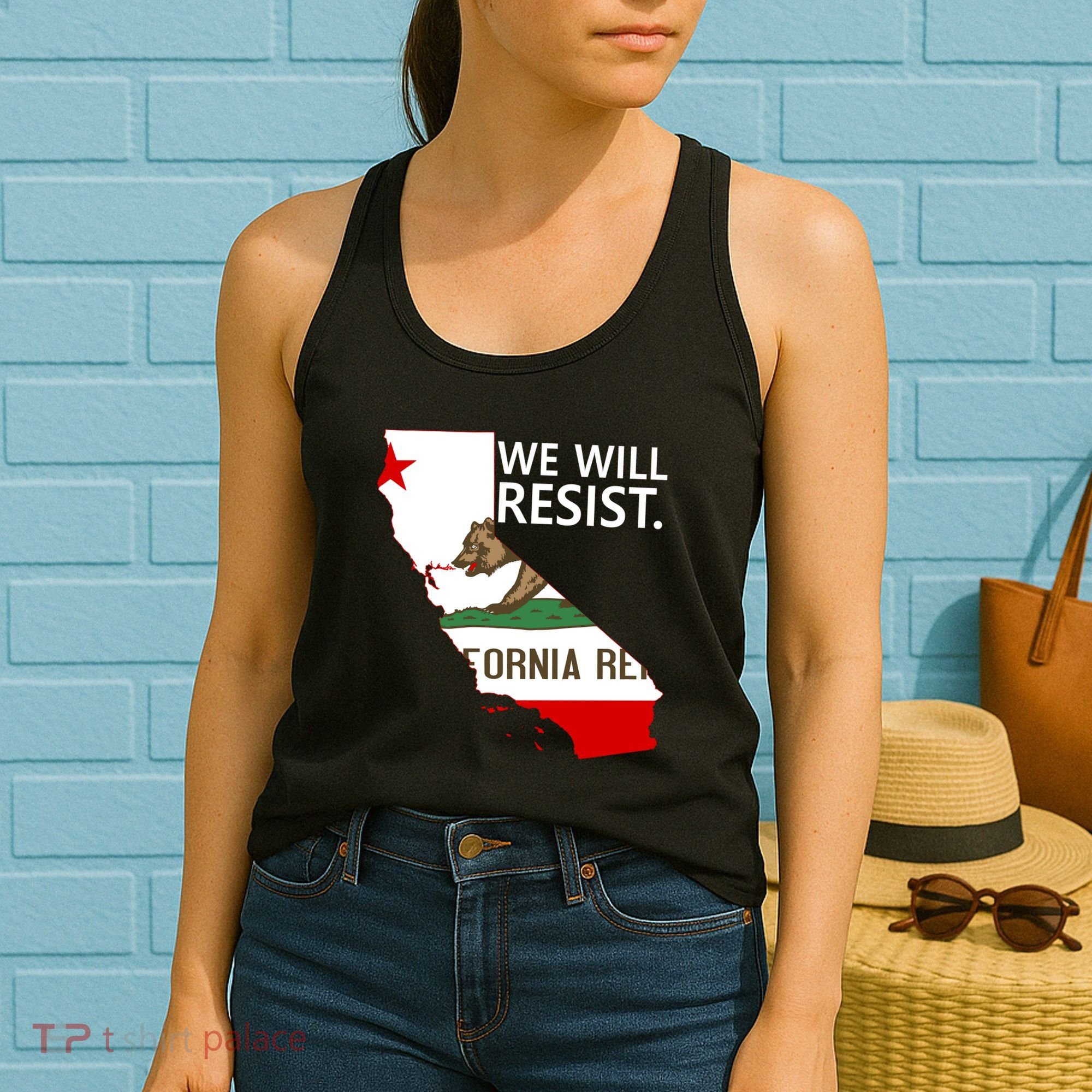 We Will Resist. California Flag Resistance Anti Trump Women's Tank Top