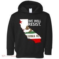 We Will Resist. California Flag Resistance Anti Trump Toddler Hoodie thumb 0