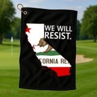 We Will Resist. California Flag Resistance Anti Trump Golf Towel thumb 1