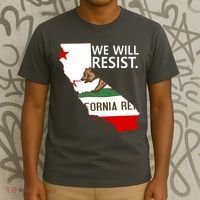 We Will Resist. California Flag Resistance Anti Trump T-Shirt thumb 3