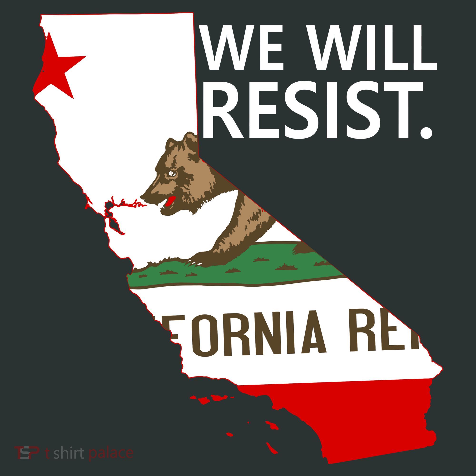 We Will Resist. California Flag Resistance Anti Trump Button