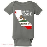 We Will Resist. California Flag Resistance Anti Trump Baby Bodysuit thumb 0