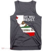 We Will Resist. California Flag Resistance Anti Trump Tank Top thumb 0
