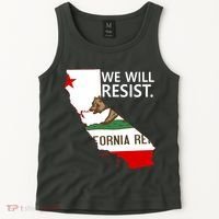 We Will Resist. California Flag Resistance Anti Trump Tank Top thumb 2
