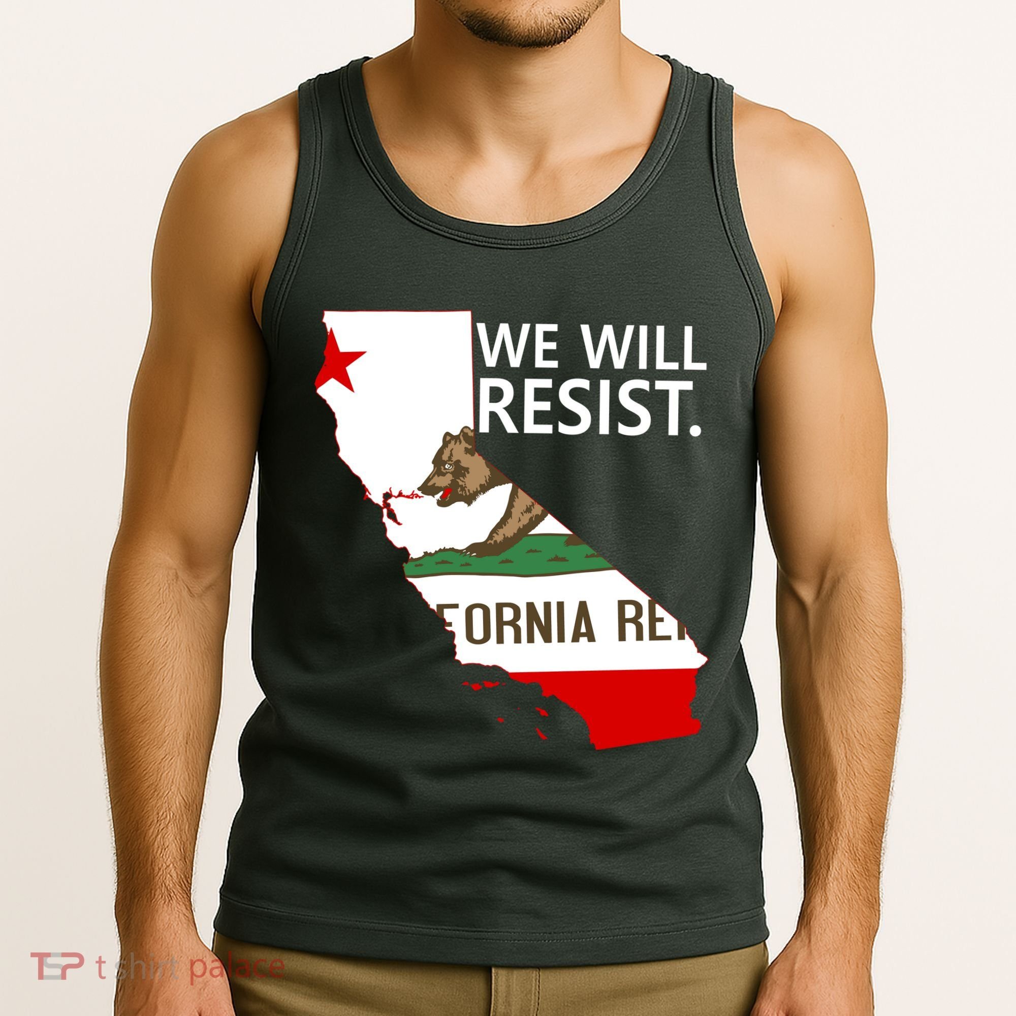 We Will Resist. California Flag Resistance Anti Trump Tank Top