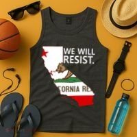 We Will Resist. California Flag Resistance Anti Trump Tank Top thumb 4