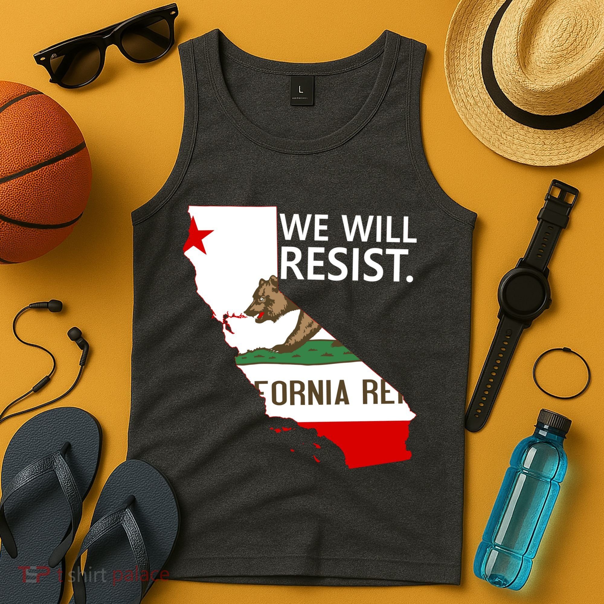We Will Resist. California Flag Resistance Anti Trump Tank Top