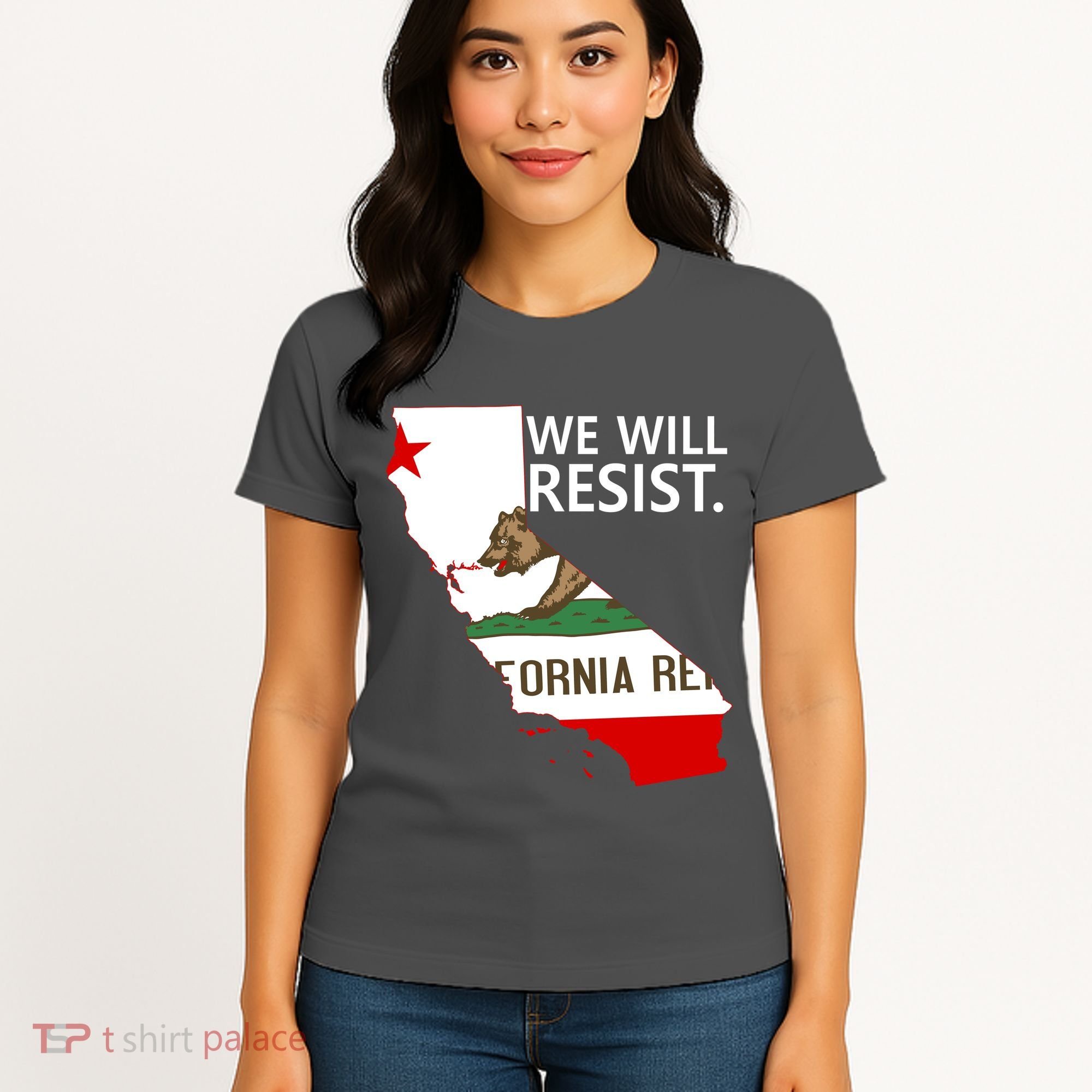 We Will Resist. California Flag Resistance Anti Trump Women's T-Shirt