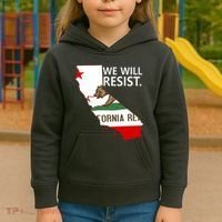 We Will Resist. California Flag Resistance Anti Trump Kids Hoodie thumb 3