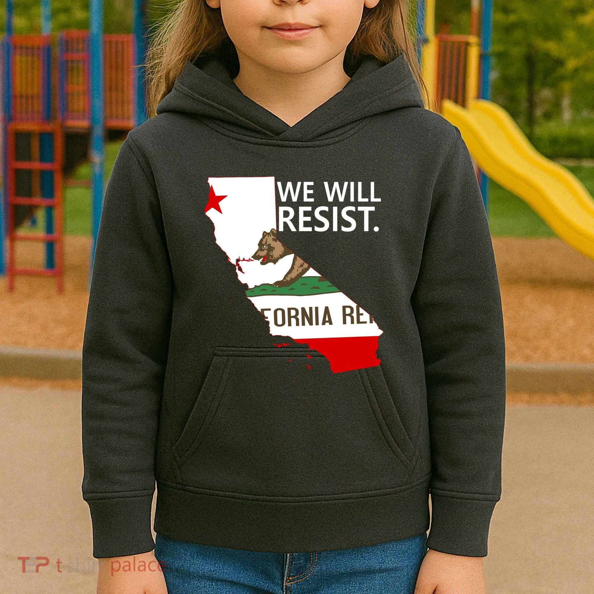 We Will Resist. California Flag Resistance Anti Trump Kids Hoodie