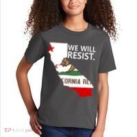 We Will Resist. California Flag Resistance Anti Trump Kids T-Shirt thumb 2