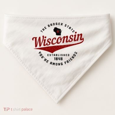 Wisconsin Est. 1848 Badger State Map Pride Vintage USA-Made Doggie Bandana